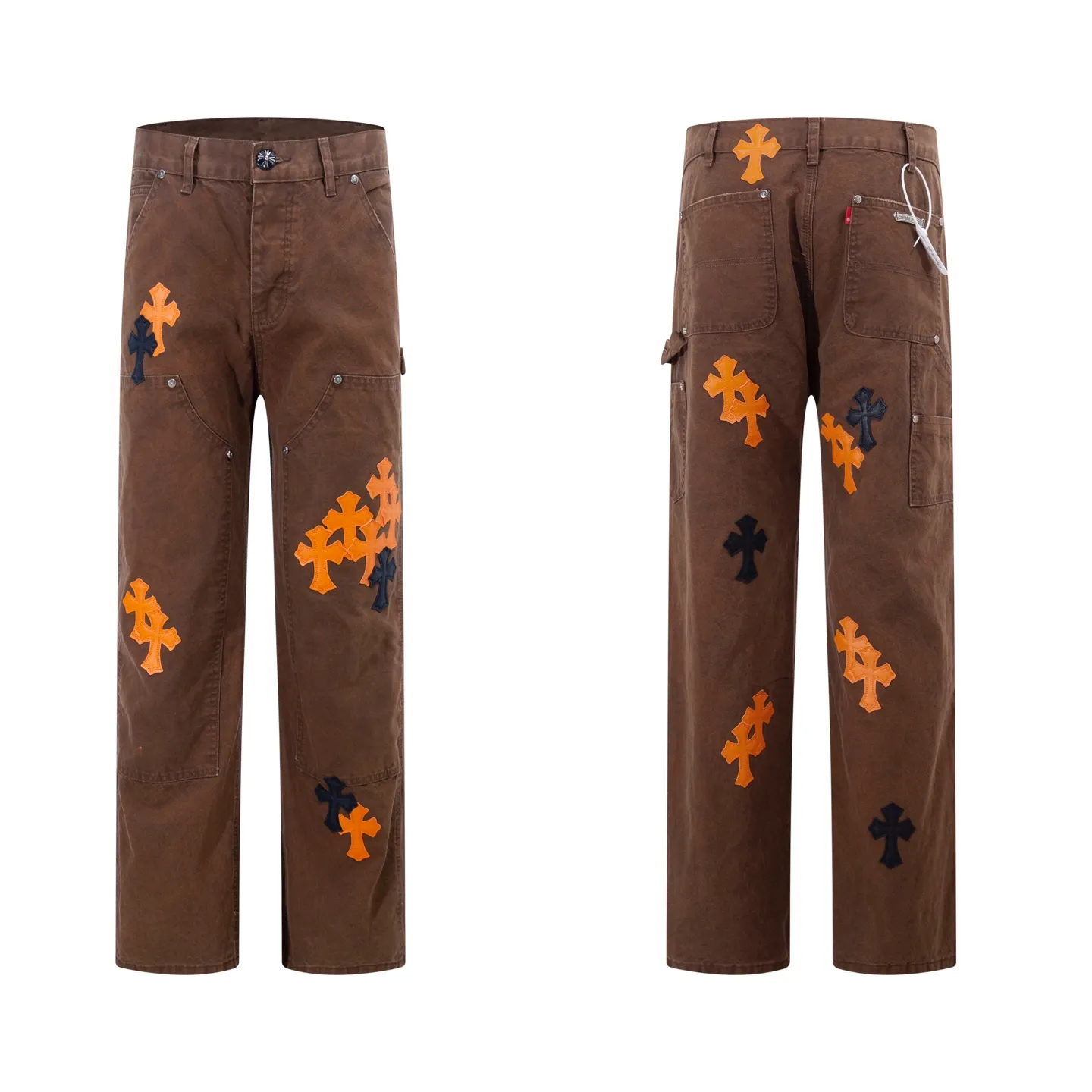 P290 Style No.: H93 Croxin & 𝐂𝐡𝐫𝐨𝐦𝐞 𝐇𝐞𝐚𝐫𝐭 Pingtai SS25 large colored leather denim logging pants. Styles with different washed textures are very friendly to people with thin legs. The slightly flared version perfectly modifies the leg shape. The timeless and moderate length makes it easy to match and match. It is the basis for various styles and is a must-have in your wardrobe! The fabric is stiff but also makes the upper body soft without losing texture. The washing process is even more perfect. It is a must-have item for everyone! ! !  Color: primary color Size: 28-30-32-34-36